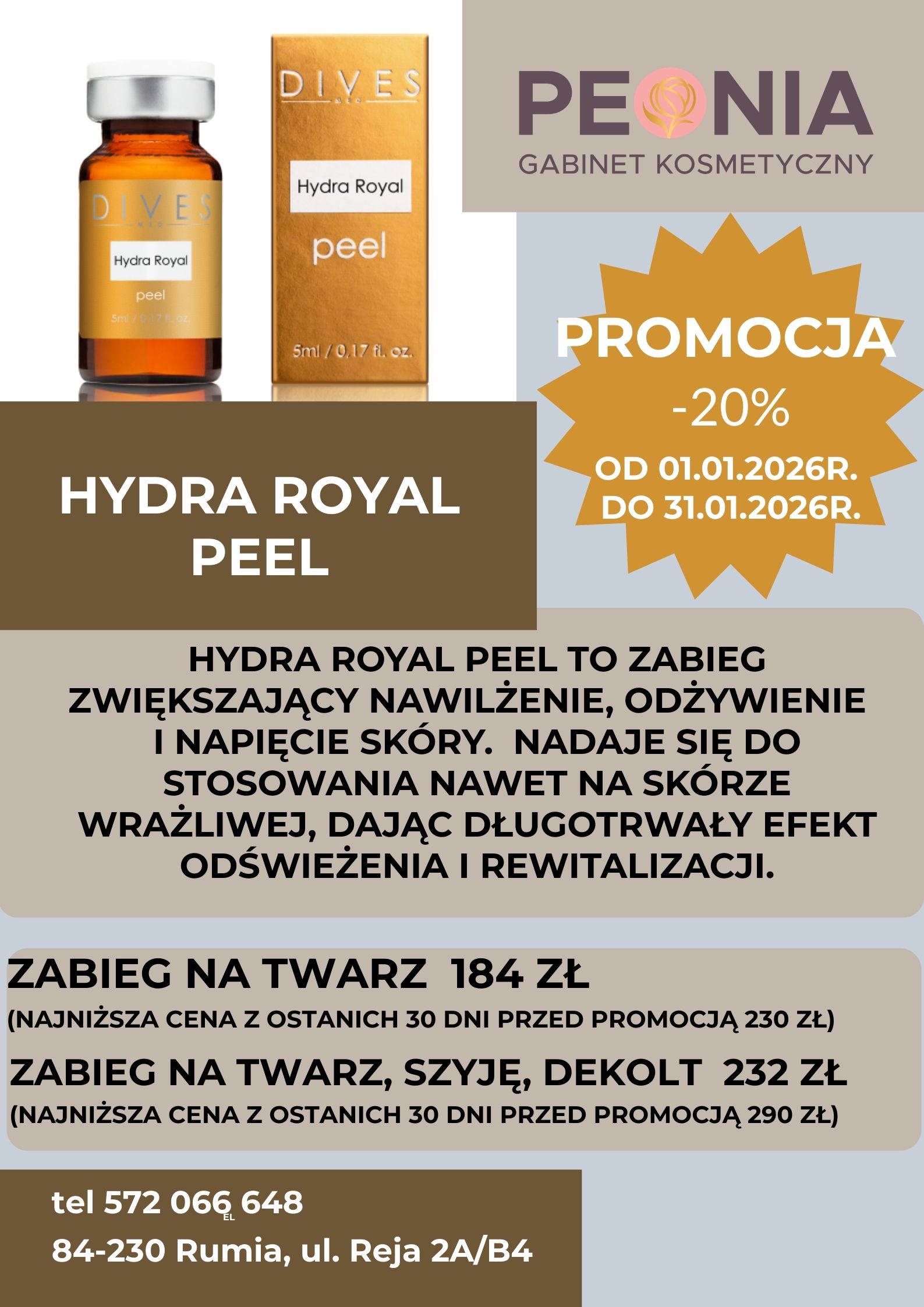 Zabieg Hydra Royal Peel w styczniu w promocyjnej cenie.